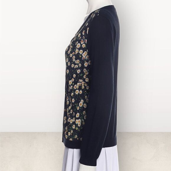 Moschino Cheap & Chic Floral Silk & Cashmere Button Down Sweater - Picture 3 of 6